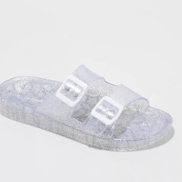 Cat & Jack Other - NWT Silver Glitter Jelly Slide Sandals